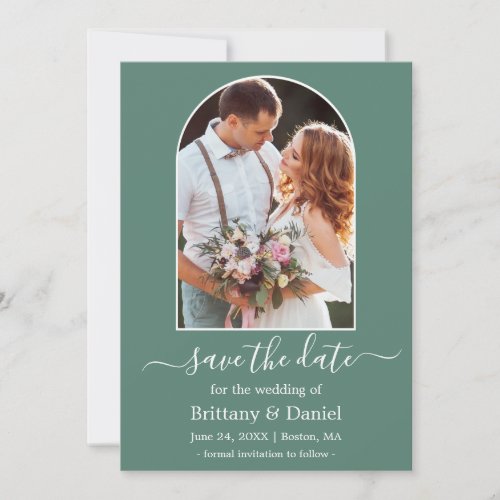 Modern Arch Photo Frame Eucalyptus Green Save The Date