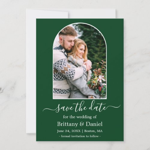 Modern Arch Photo Frame Green Save The Date