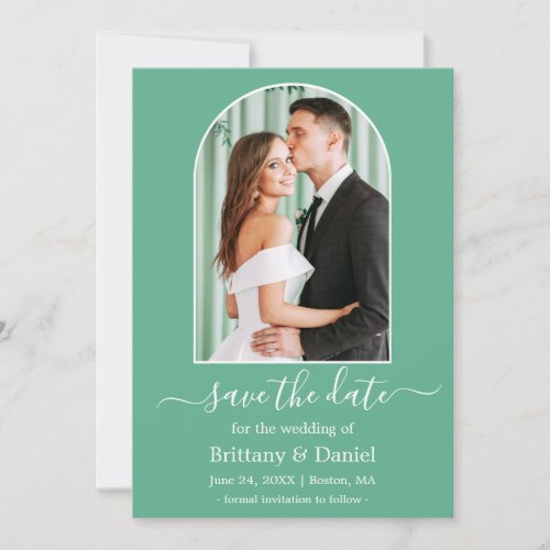 Modern Arch Photo Frame Neo Mint Green Save The Date