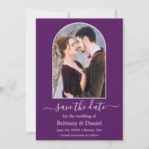 Modern Arch Photo Frame Purple Save The Date