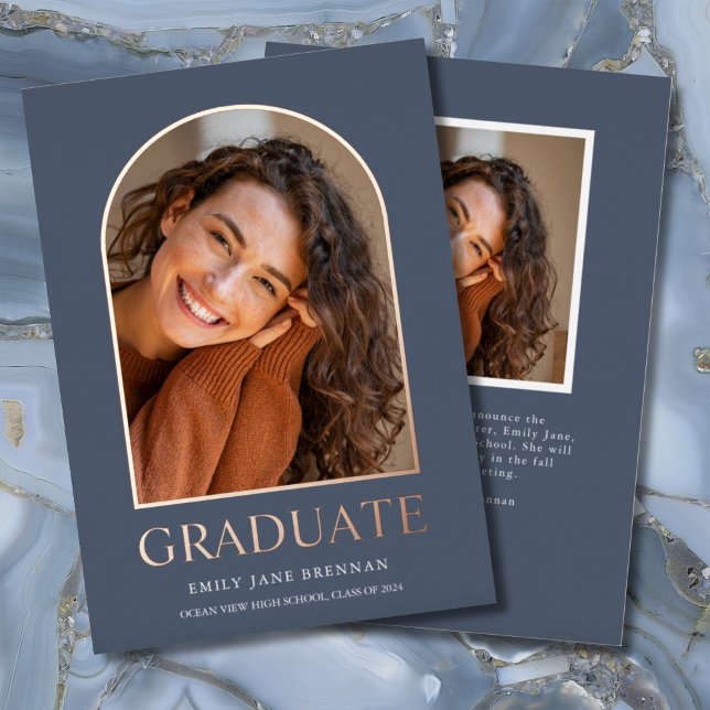 Modern Arch Photo Graduation Announcement Card (Creator Uploaded)