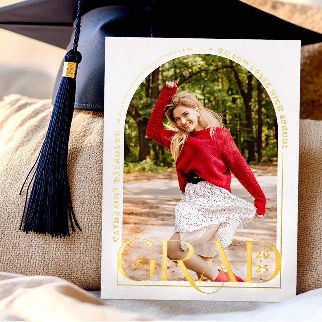 Modern Arch Photo Graduation Announcement FOIL (Creator Uploaded)