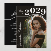 Modern Arch Photo Graduation Black
