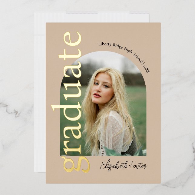 Modern arch photo graduation foil invitation (Envelope)