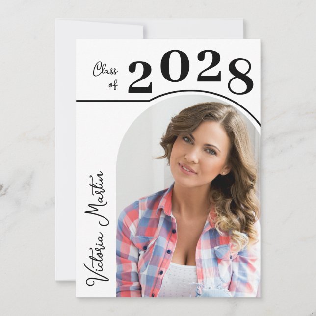 Modern Arch Photo Graduation  Invitation (Front)