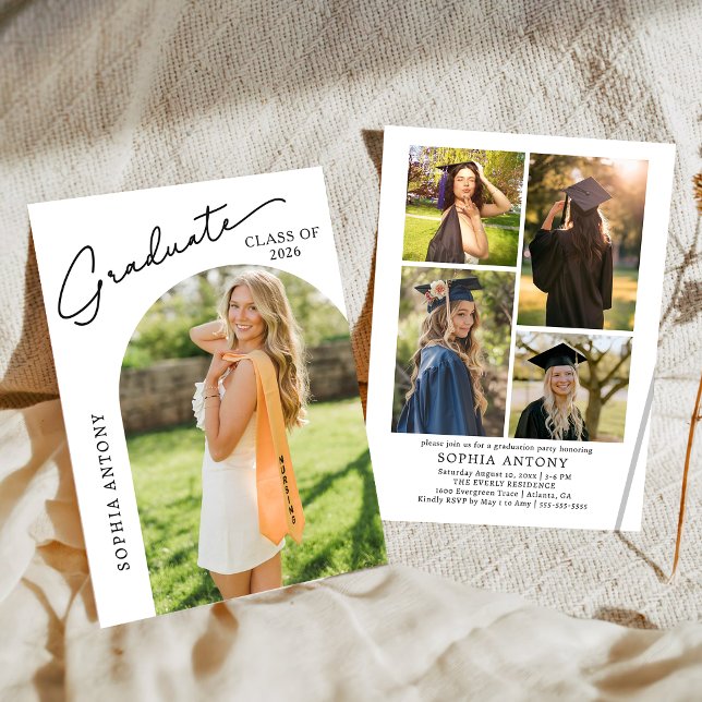 Modern Arch Photo Graduation Party Invitation (Creator Uploaded)