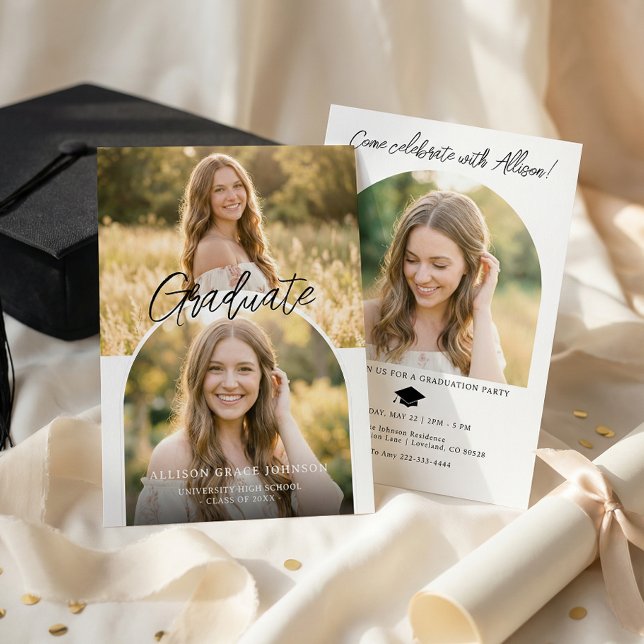 Modern Arch Photo Graduation Party Invitation (Creator Uploaded)