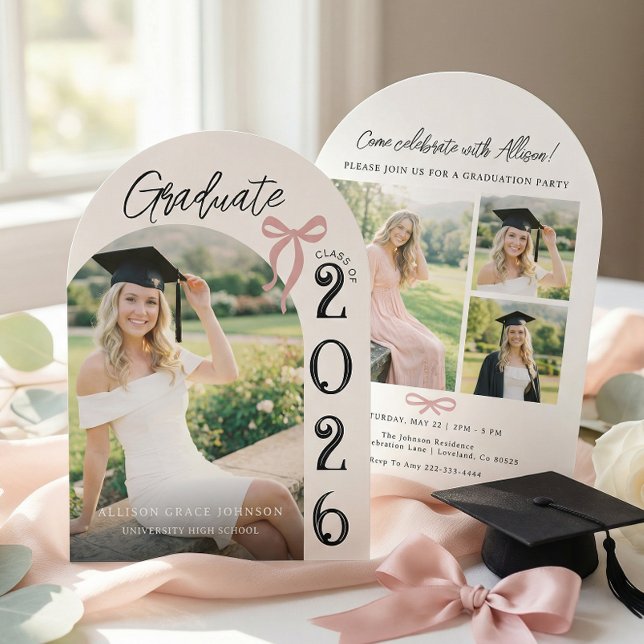 Modern Arch Photo Graduation Party Invitation (Creator Uploaded)