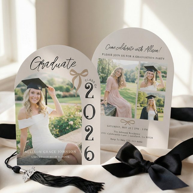 Modern Arch Photo Graduation Party Invitation (Creator Uploaded)