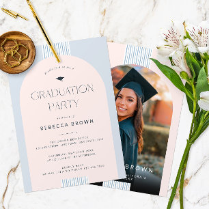 Modern Arch Photo Graduation Party Invitation