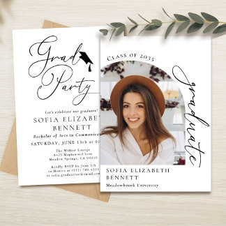Modern Arch Photo Graduation Party Invitation