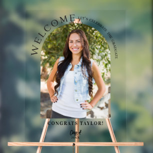 Modern Arch Photo Graduation Party Welcome Acrylic Sign