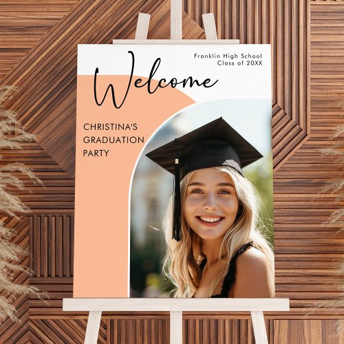 Modern Arch Photo Graduation Party Welcome Sign