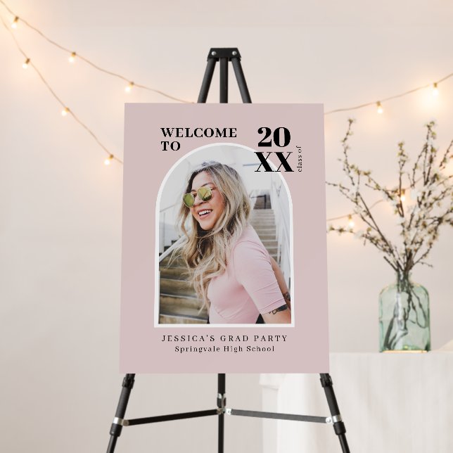 Modern Arch Photo Graduation Party Welcome Sign (In Situ (Stand))