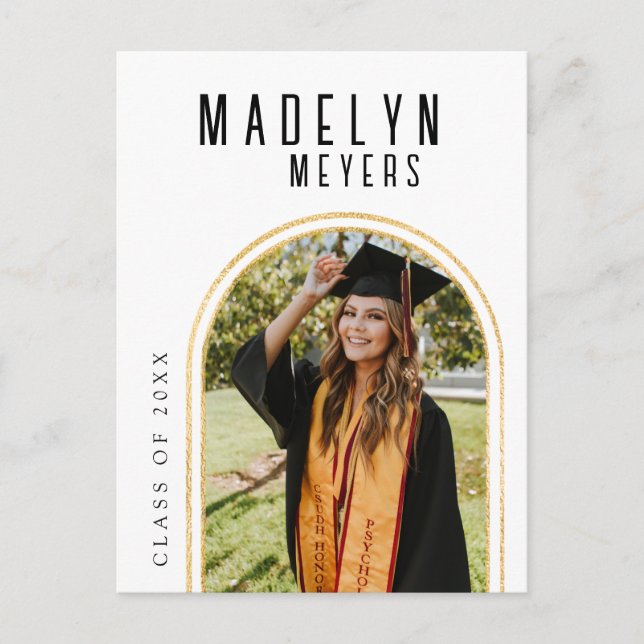 Modern Arch Photo Graduation Postcard (Front)