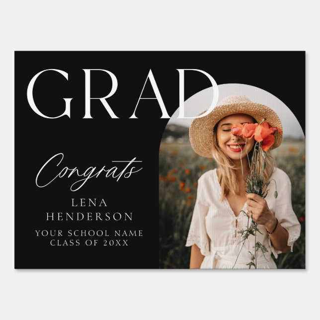 Modern Arch Photo Graduation Welcome Yard Sign (Front)