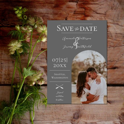 Modern Arch Photo  Gray Save the Date