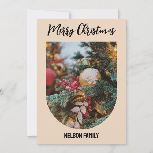 Modern arch Photo Merry Bright Christmas Holiday Card