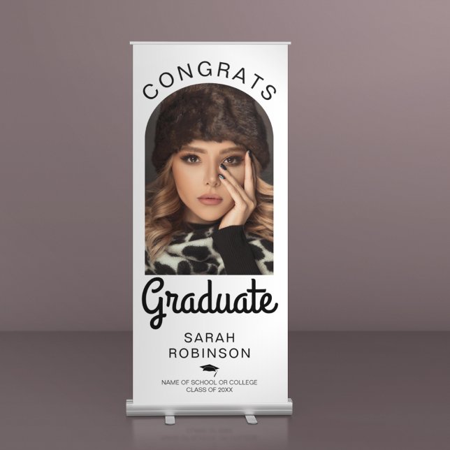 Modern Arch Photo Minimal Graduation Retractable Banner (Creator Uploaded)