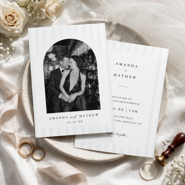 Modern Arch Photo Minimalist Wedding Invitation (Creator Uploaded)