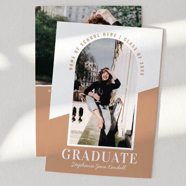 Modern Arch Photo Neutral Graduation Announcement (Creator Uploaded)