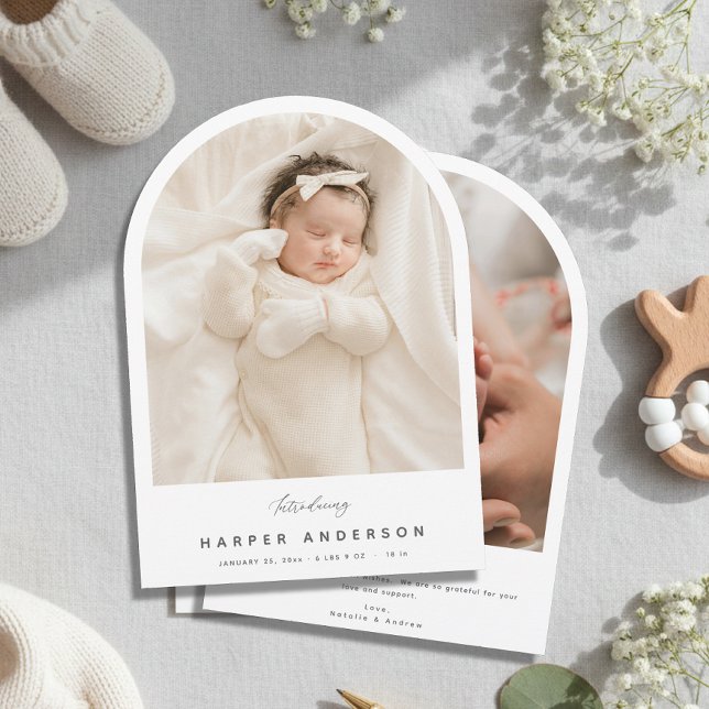 Modern Arch Photo Newborn Baby Birth Announcement (Modern Arch Photo Newborn Baby Birth Announcement)