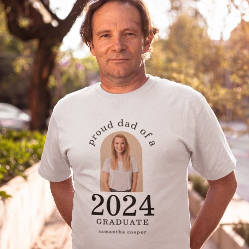 Modern Arch Photo Proud Dad of 2024 Graduate  T_Shirt