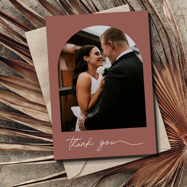 Modern Arch Photo Rust Wedding Thank You  Card (Creator Uploaded)