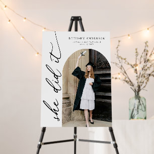 Modern Arch Photo She Did It Graduation Foam Board