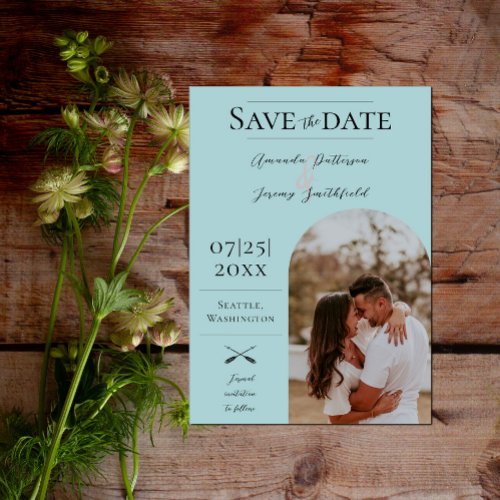 Modern Arch Photo  Teal Save the Date