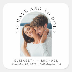 Modern Arch Photo Wedding Square Sticker