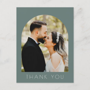 Modern Arch Photo Wedding Thank You Postcard