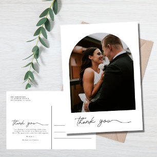 Modern Arch Photo Wedding Thank You  Postcard
