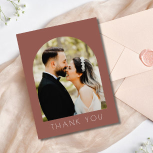 Modern Arch Photo Wedding Thank You Postcard