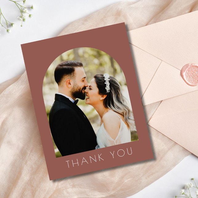 Modern Arch Photo Wedding Thank You  Postcard (Modern Arch Photo Wedding Thank You Postcard)