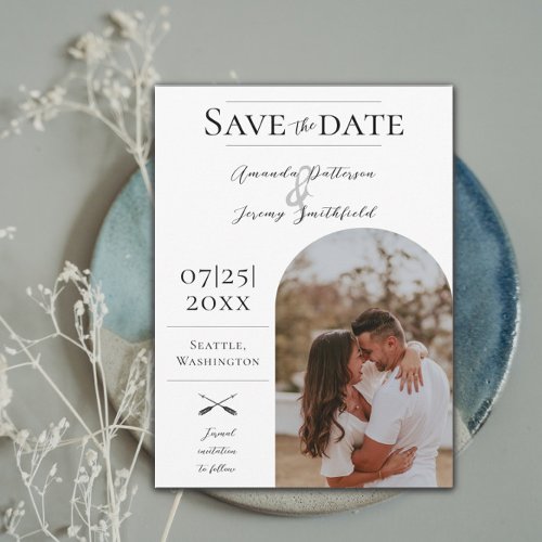 Modern Arch Photo  White Save the Date
