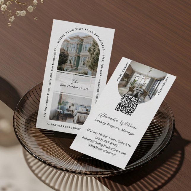 Modern Arch Photos Home Rental Property Manager Business Card (Creator Uploaded)
