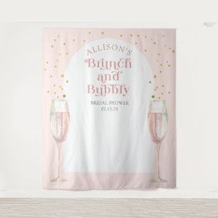 Modern arch pink brunch and bubbly bridal backdrop