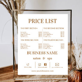Modern Arch Price List Beauty Salon Pricing Sheet Poster