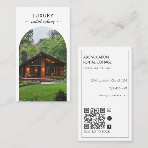 Modern arch QR Code Vacation Rental Guest House Business Card