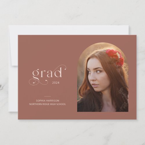 Modern Arch Red Rust 1_Photo 2024 Graduation Party Invitation