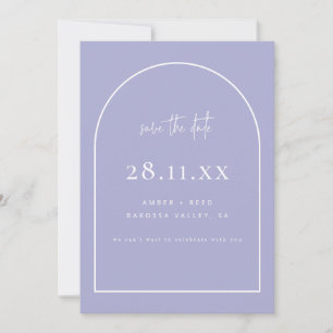 Modern Arch Retro Minimalist Pastel Purple Save The Date