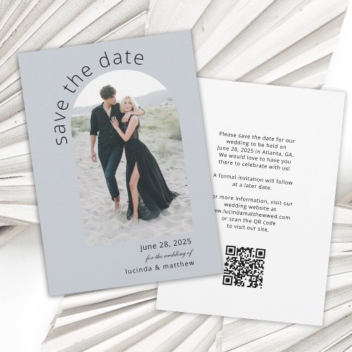 Modern Arch Save the Date with Photo and QR code