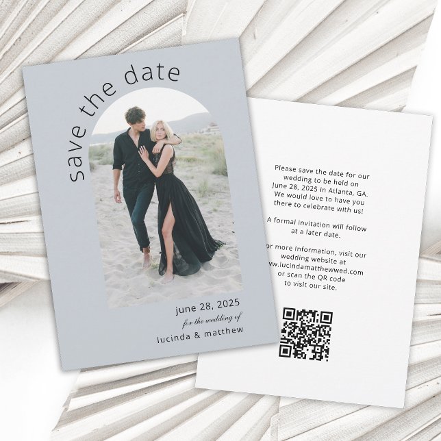 Modern Arch Save the Date with Photo and QR code (Creator Uploaded)