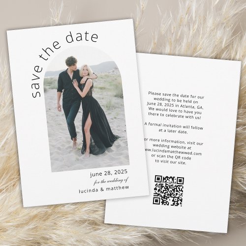 Modern Arch Save the Date with QR code