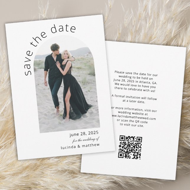 Modern Arch Save the Date with QR code (Creator Uploaded)