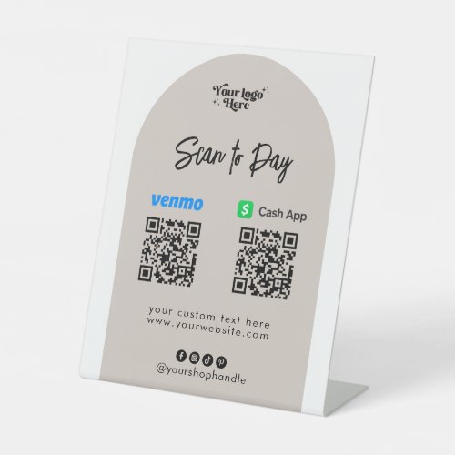 Modern Arch Scan to Pay Company Logo QR Payment  Pedestal Sign