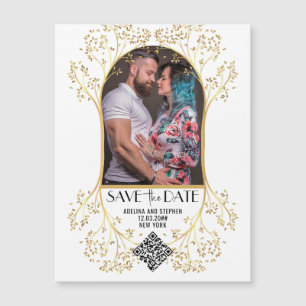 Modern Arch Simple Script QR CODE Wedding Magnetic Invitation