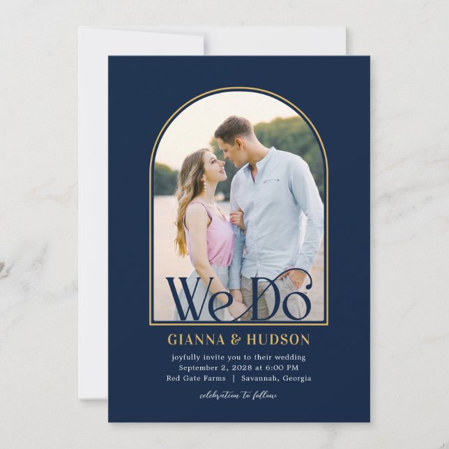 Modern Arch Simple Wedding Photo Invitation (Front)