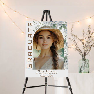 Modern Arch Soft Blue Hydrangeas Graduation Photo Foam Board